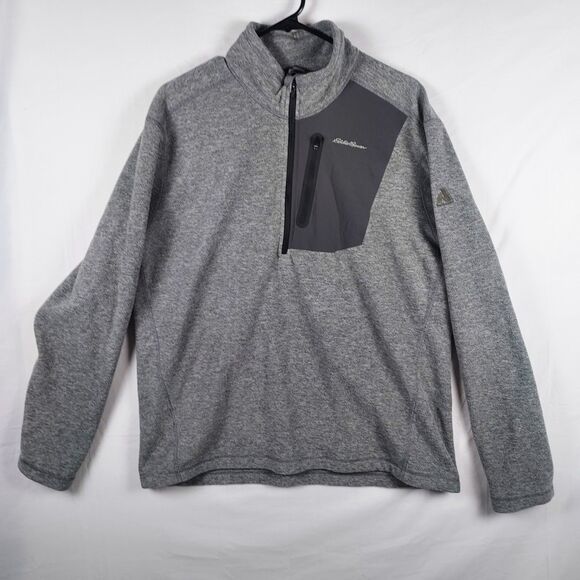 Eddie Bauer Other - Eddie Bauer Men’s L ¼‑Zip Sweater Fleece Hoodie Gray Pocket Pullover Outdoor